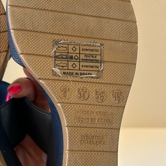 Malu Navy Blue Slide Sandals with Gold Accent - Picture 9 of 11